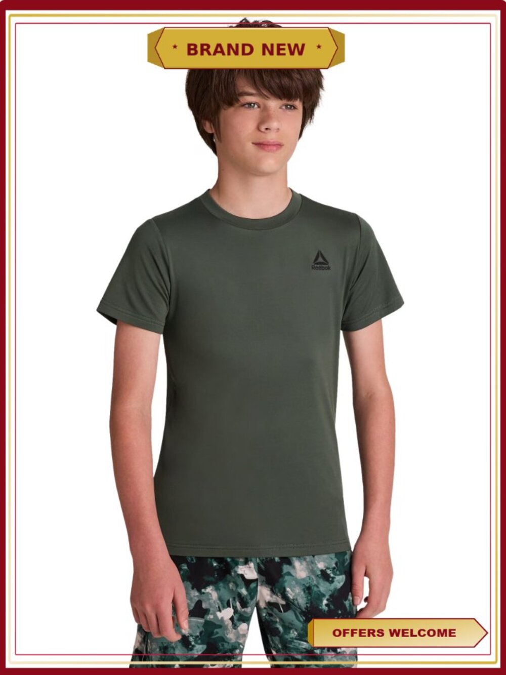 Boys Athletic Short Sleeve T-Shirt Polyester Stretch Jersey Active Fit